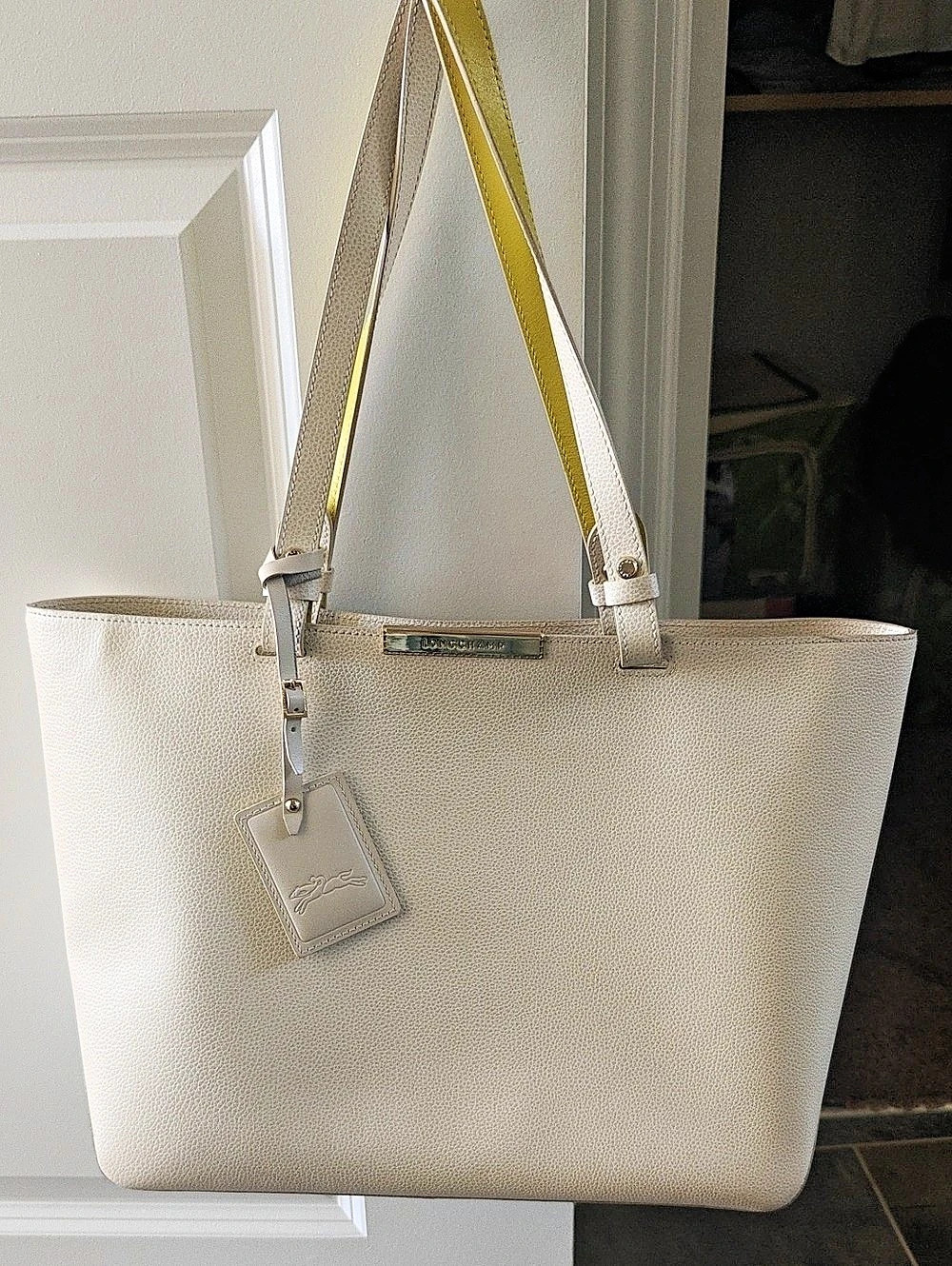 Longchamp Honoré 404 Tote in White & Yellow